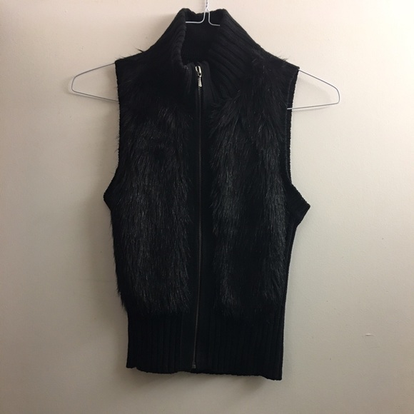 Sale! Guess Faux Fur Sweater Vest - Picture 1 of 2